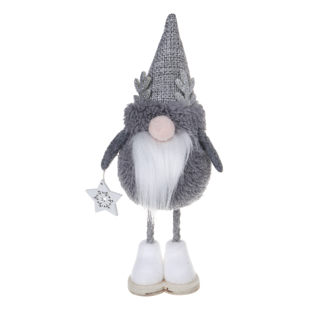 СНОУ БУМ Сувенир Гном 5x6x18 см, полиэстер, серый, 2 вида, арт.№ 140-120