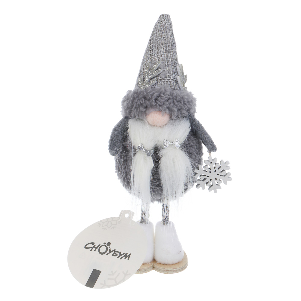 СНОУ БУМ Сувенир Гном 5x6x18 см, полиэстер, серый, 2 вида, арт.№ 140-120