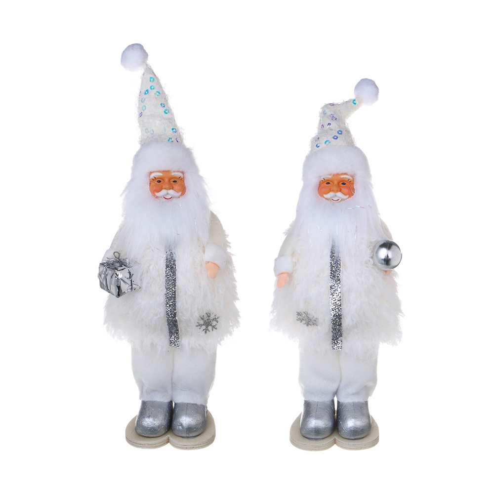СНОУ БУМ Сувенир Санта 10x7x26 см, полиэстер, белый, 2 вида, арт.№ 140-121