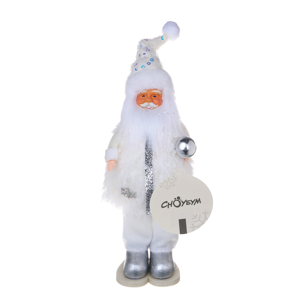 СНОУ БУМ Сувенир Санта 10x7x26 см, полиэстер, белый, 2 вида, арт.№ 140-121