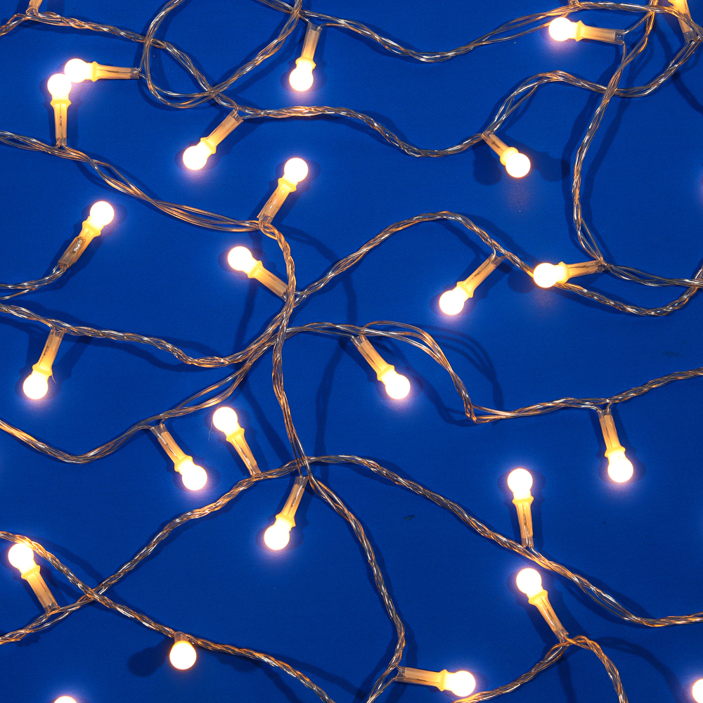 Гирлянда вьюн 10 м СНОУ БУМ, 100 LED ламп, шампань (8 режимов), ПВХ прозрачный, 220В, арт.№ 384-201