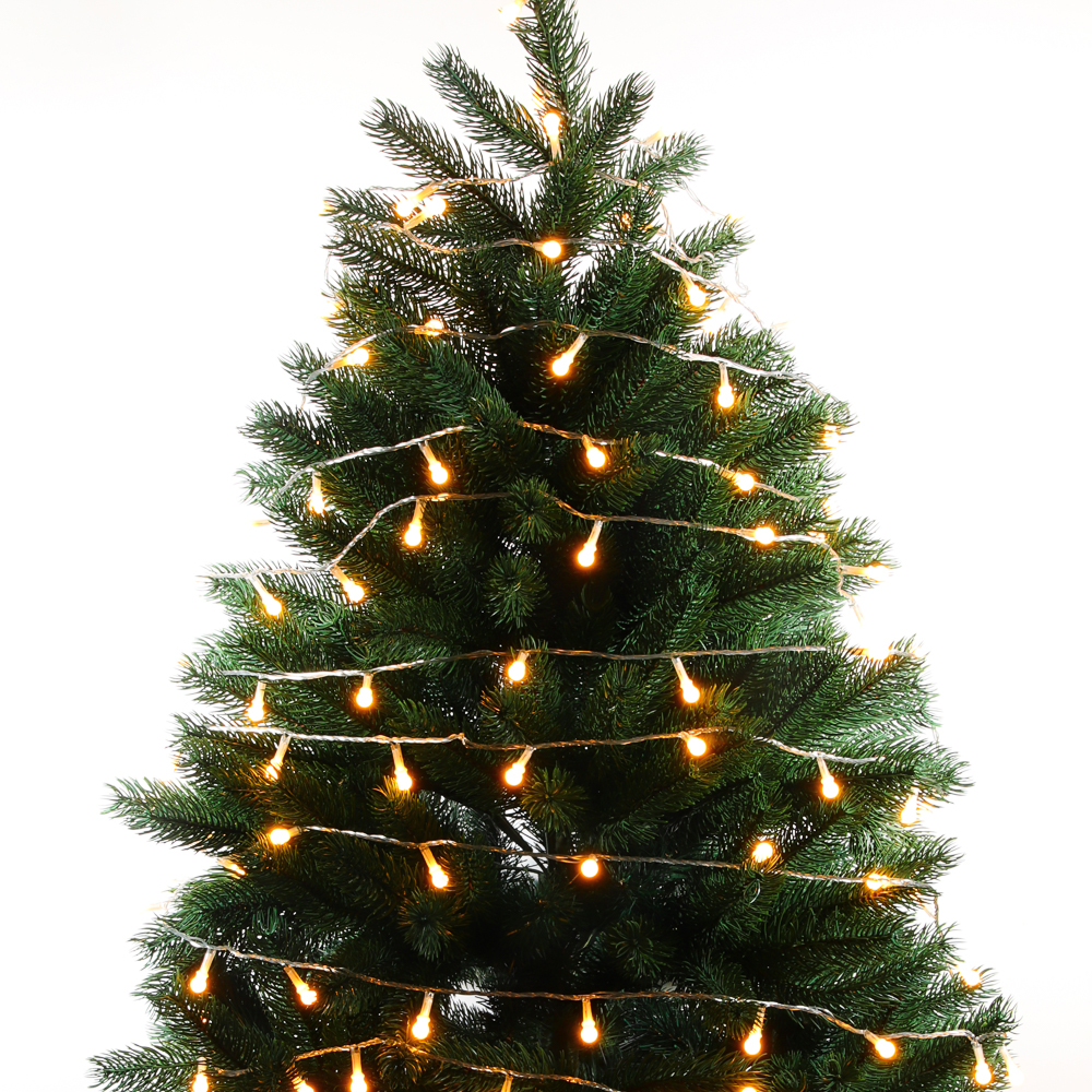 Гирлянда вьюн 10 м СНОУ БУМ, 100 LED ламп, шампань (8 режимов), ПВХ прозрачный, 220В, арт.№ 384-201