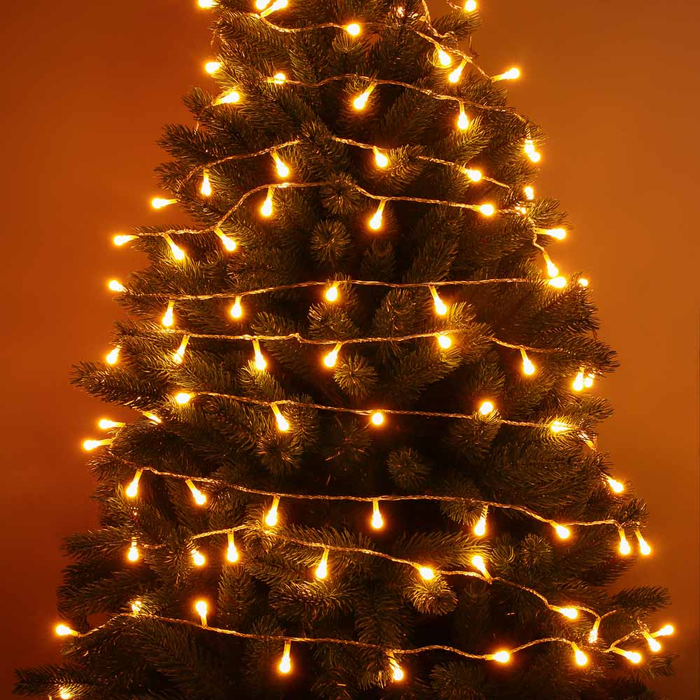 Гирлянда вьюн 10 м СНОУ БУМ, 100 LED ламп, шампань (8 режимов), ПВХ прозрачный, 220В, арт.№ 384-201