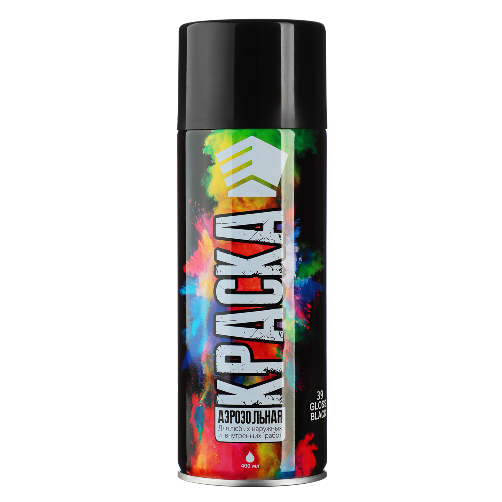 ЕРМАК Краска аэрозоль 400мл, черная, глянцевая 02(9001/39), арт.№ 759-208