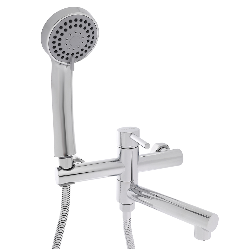 RAIN Смеситель для ванны, прямой излив 18см, душ. набор, картридж 25мм, латунь, хром, арт.№ 561-335