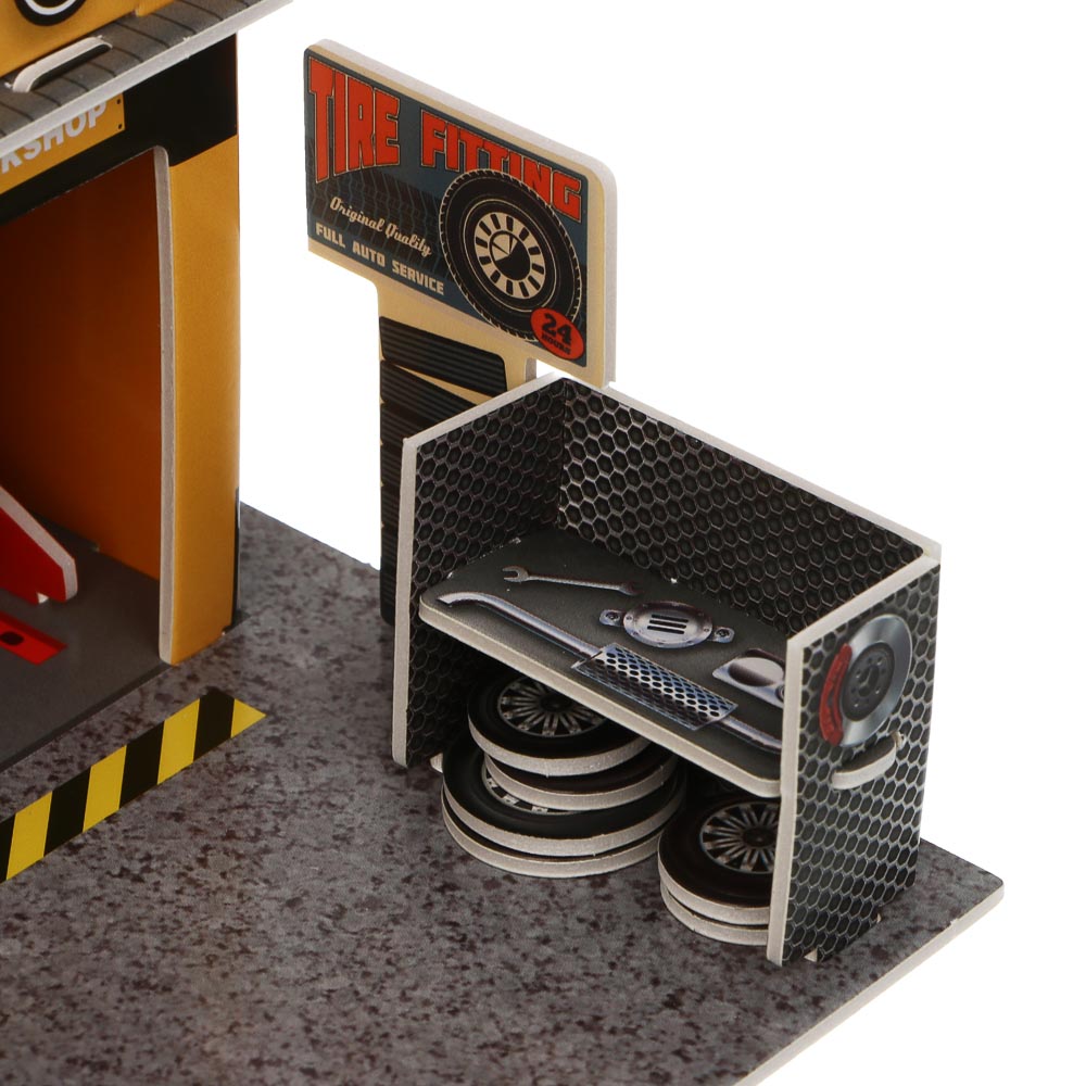 ИГРОЛЕНД Набор игровой "Сервисный центр", 2 машины, PP, металл, 24х21х4 см, 2 дизайна, арт.№ 276-176