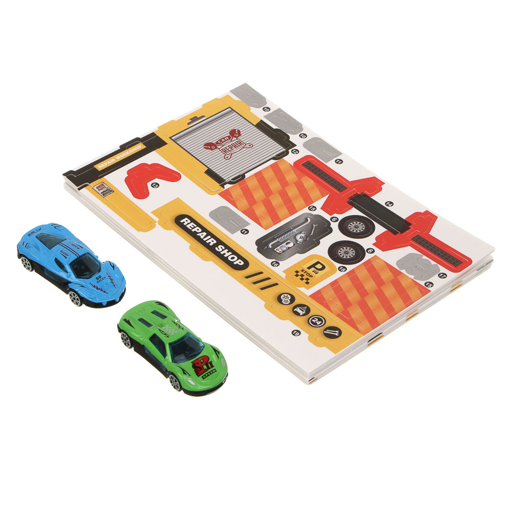 ИГРОЛЕНД Набор игровой "Сервисный центр", 2 машины, PP, металл, 24х21х4 см, 2 дизайна, арт.№ 276-176