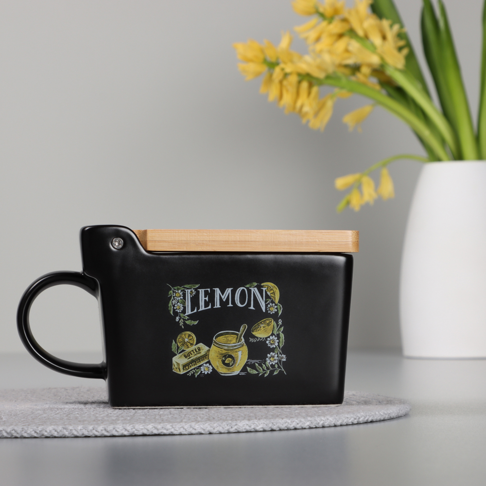 MILLIMI Лимонный курд Банка для соли, 300мл, 15,5х9х7,5см, керамика, бамбук, арт.№ 824-636