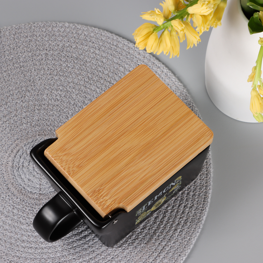 MILLIMI Лимонный курд Банка для соли, 300мл, 15,5х9х7,5см, керамика, бамбук, арт.№ 824-636