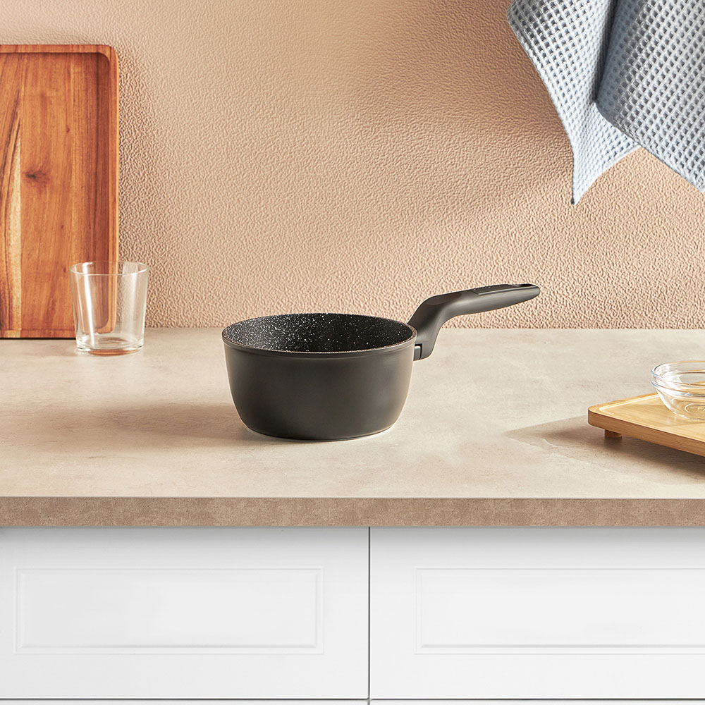 SATOSHI Стоун Ковш d16см 1,3л, антипригарное покрытие Мрамор, индукция, арт.№ 846-568