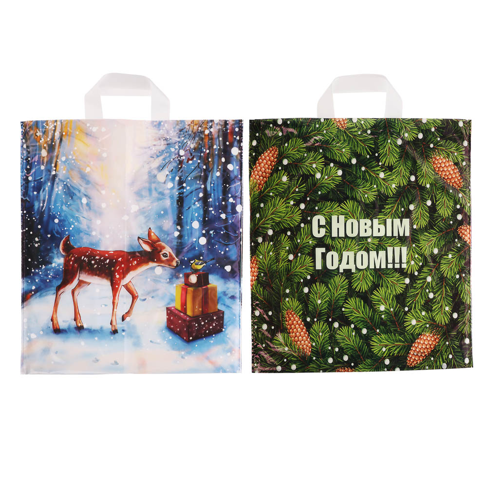 Пакет с петлевой ручкой 38*42+4, " Новый год»2 дизайна в асс., арт.№ 568-265