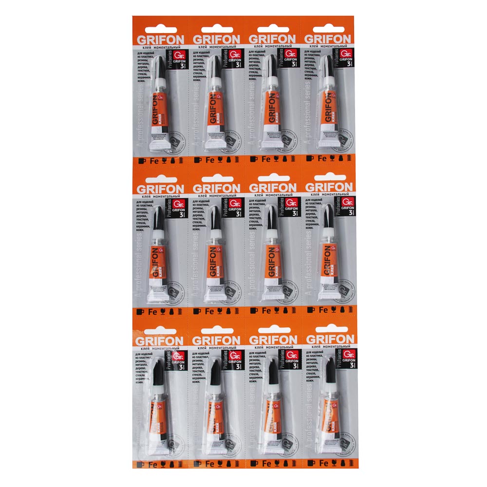 GRIFON Клей моментальный универсальный, 3г, в инд.уп на блистере, 010-001, арт.№ 469-046