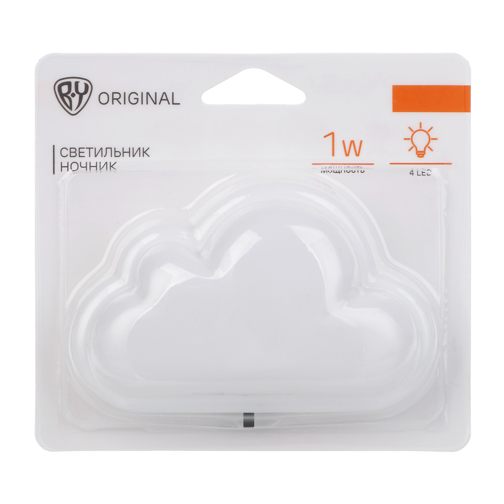 BY Светильник-ночник в розетку Облако светодиодный, 1Вт, 10см, 230В, пластик, белый, арт.№ 417-187