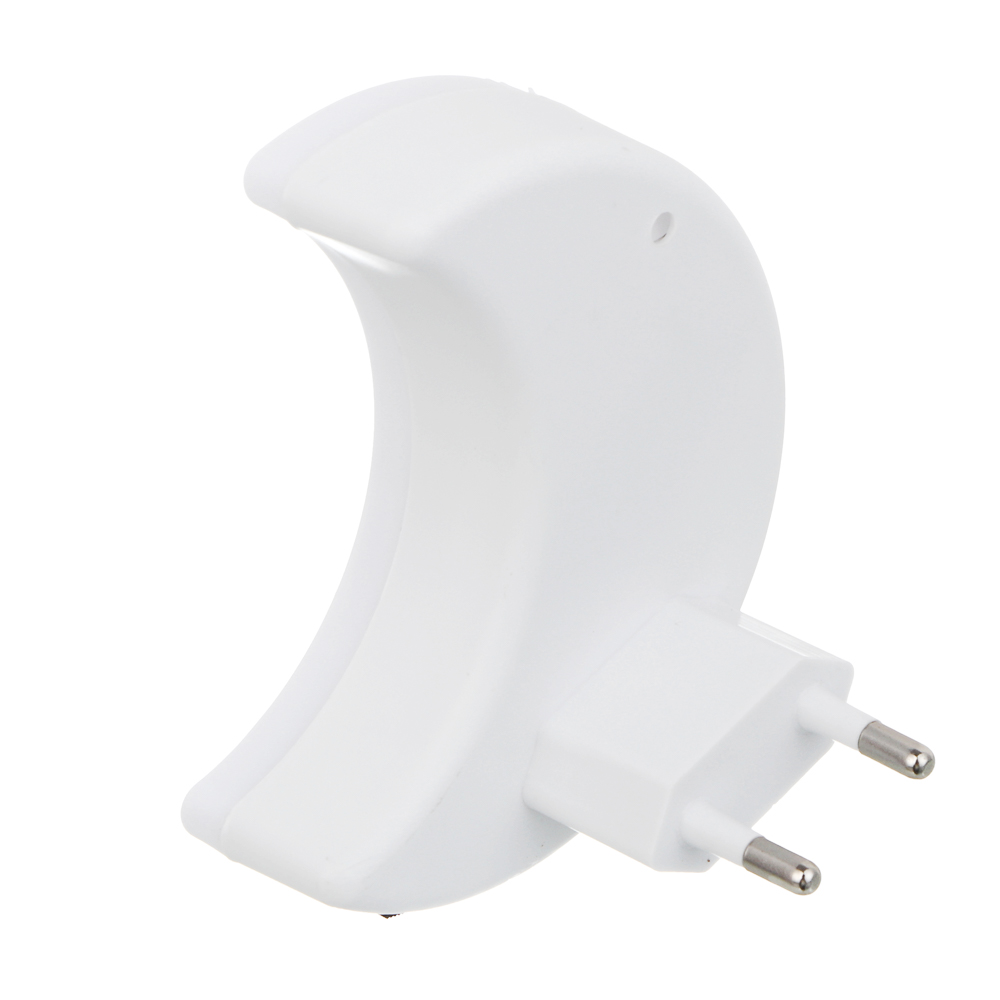 BY Светильник-ночник в розетку Месяц светодиодный, 1Вт, 9см, 230В, пластик, белый, арт.№ 417-188