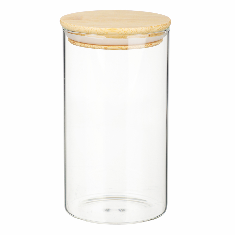 VETTA ЭКО Эллипс Банка для хранения 700мл, 15х8,5см, стекло, бамбук, арт.№ 828-319