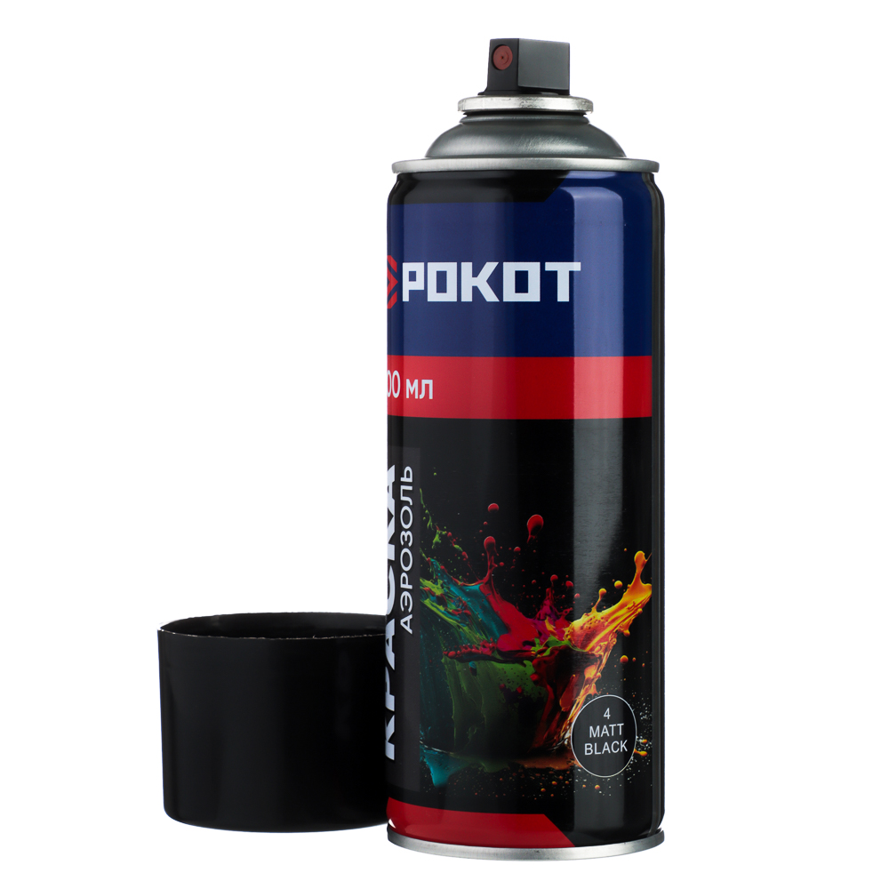 РОКОТ Краска аэрозоль 400мл, черная, матовая, арт.№ 759-053