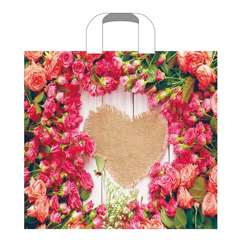 Пакет "Кустовые розы" ПЭ с петлевой ручкой 38x34см, арт.№ 568-269