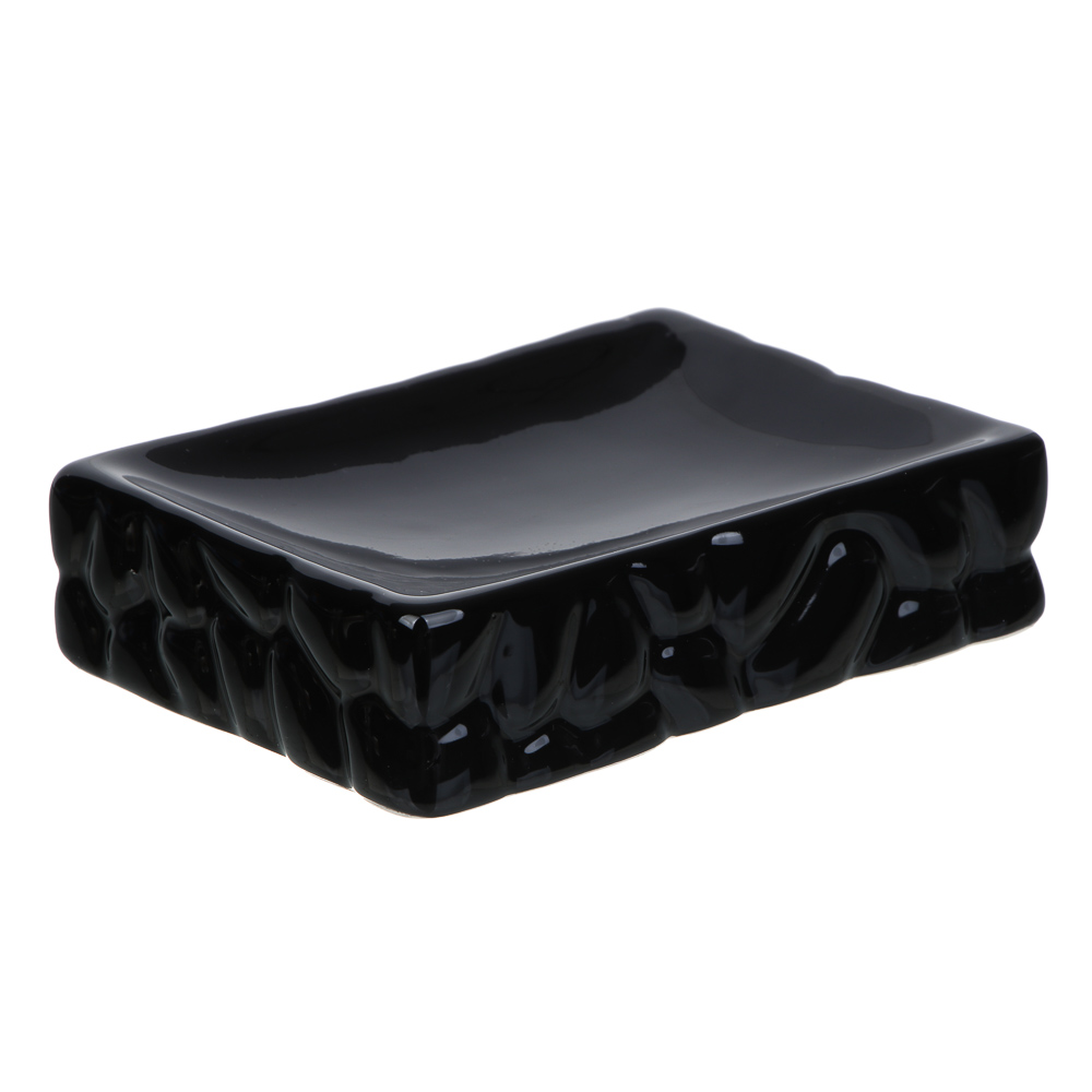 VETTA Мыльница, керамика, 11,5x8,5x2,8 см, камни, черный, арт.№ 478-167