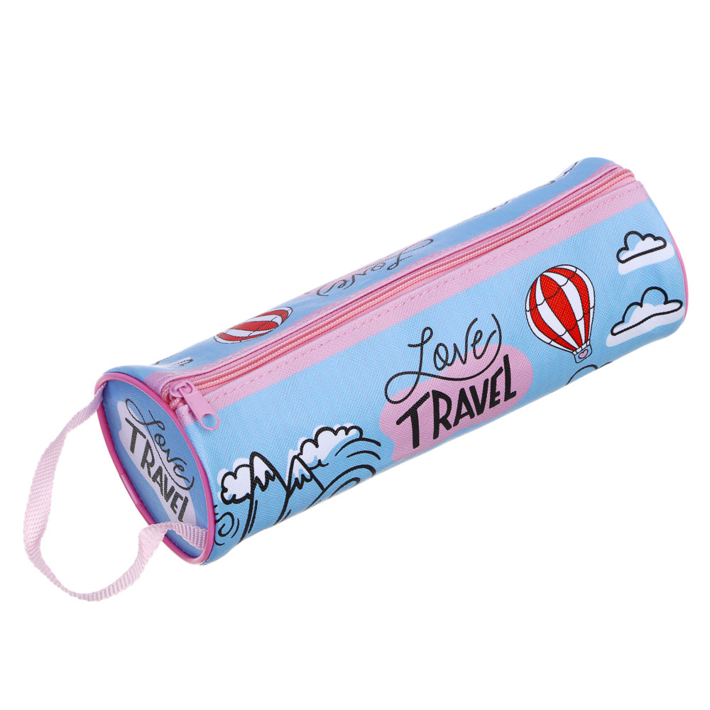 ТРЕВЕЛ Пенал мягкий круглый, 21х7х7см, ПВХ, с ручкой, с антисминаемым вкладышем, арт.№ 238-368