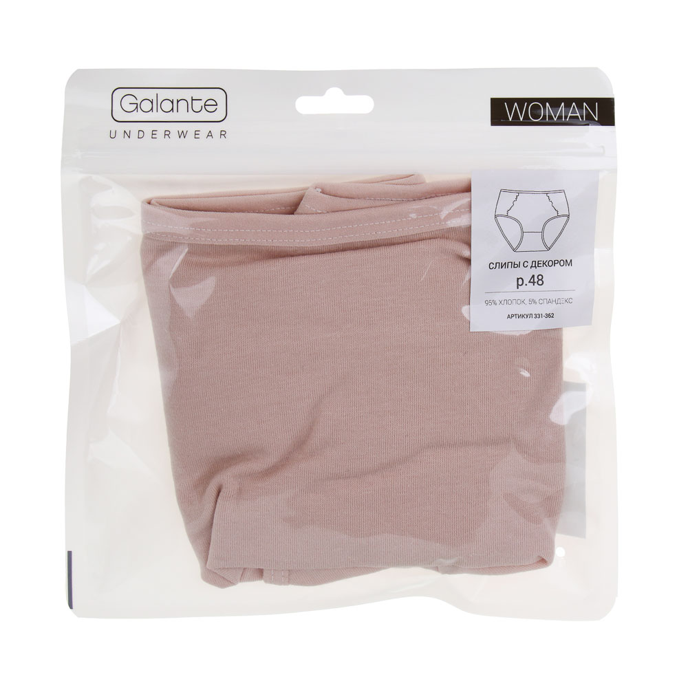 GALANTE Трусы женские макси с декором, р.48, 95%хлопок, 5%спандекс, бежевый, НБ25-14, арт.№ 331-362