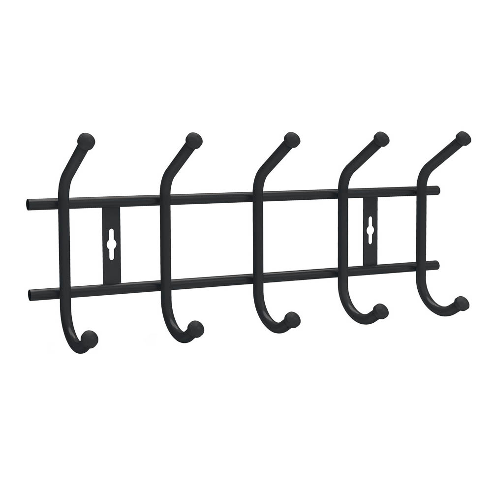 Вешалка настенная, 5 крючков металл, цвет матовый черный, арт.№ 416-314