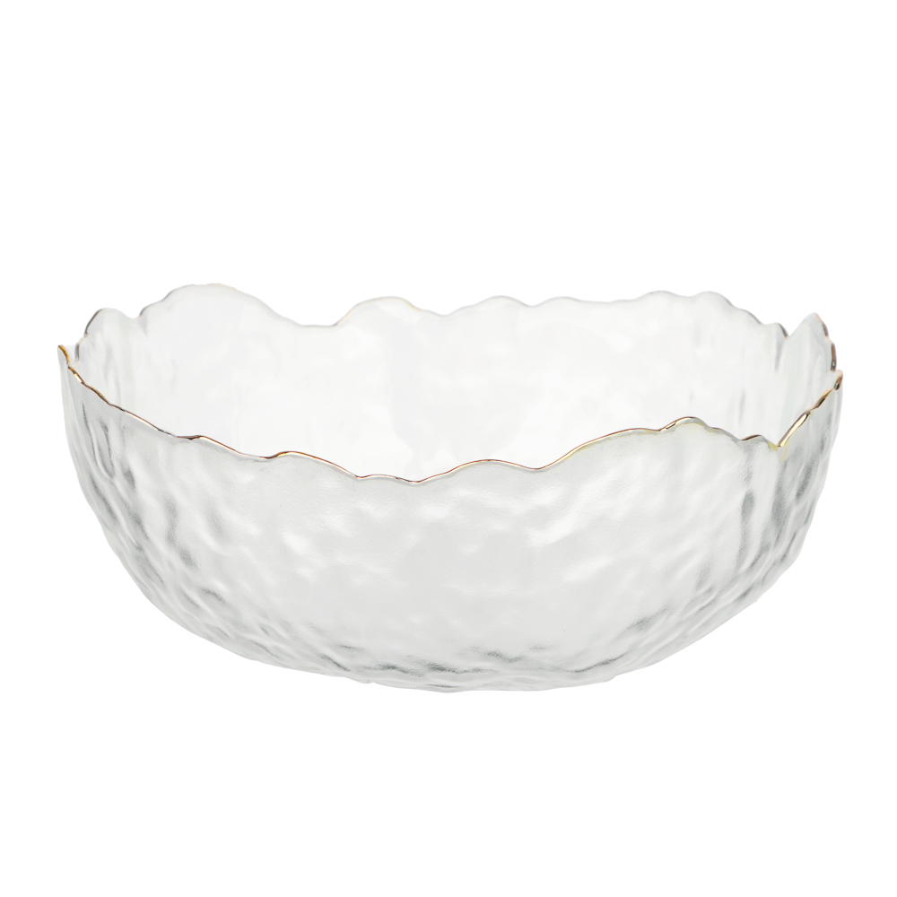 MILLIMI Салатник 17x16,5x7,5см, стекло, прозрачный с золотой каймой, арт.№ 877-749