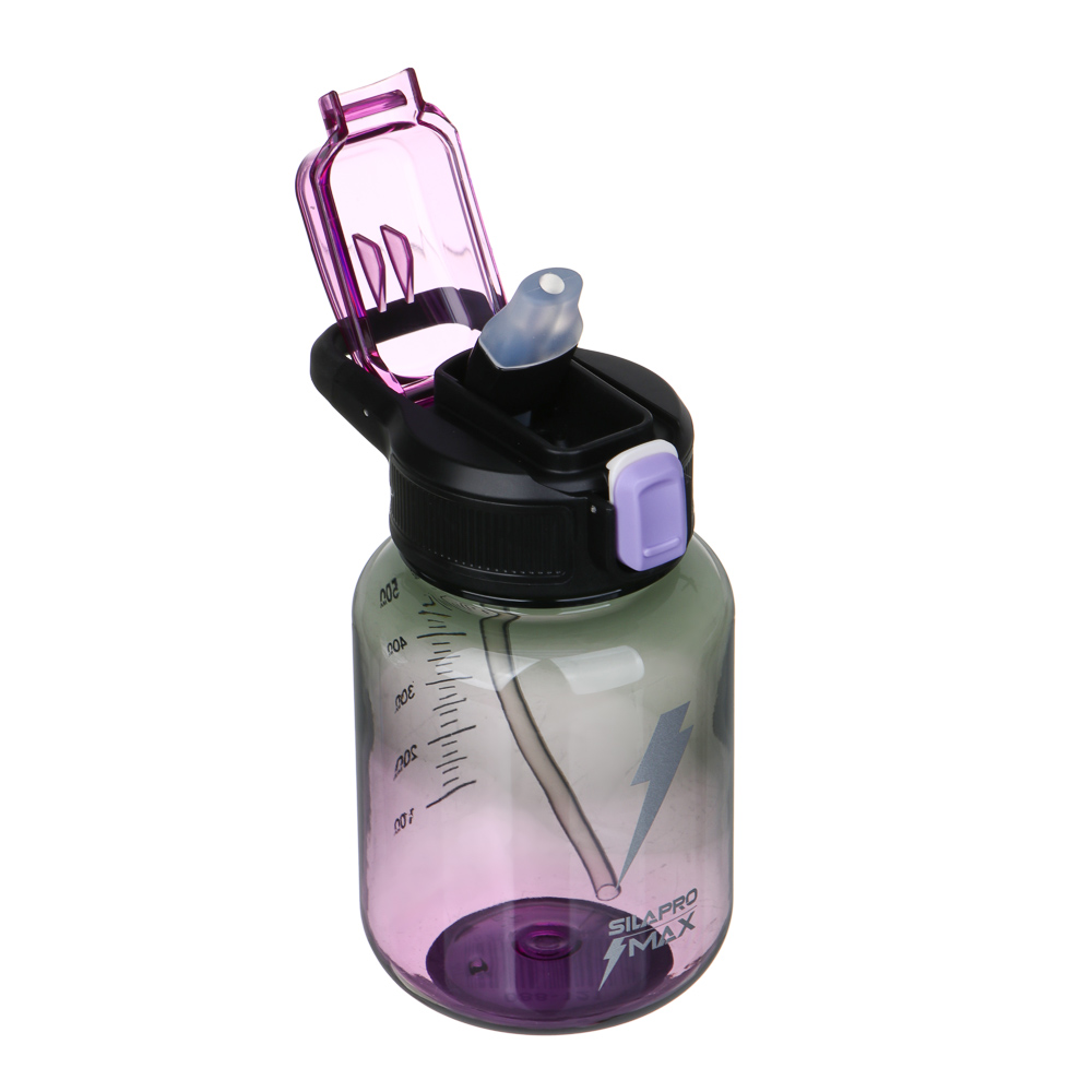 SILAPRO Max Бутылка для воды, 16х9см, 630мл, фиолетовый, PC, PP, ABS, силикон, арт.№ 088-121