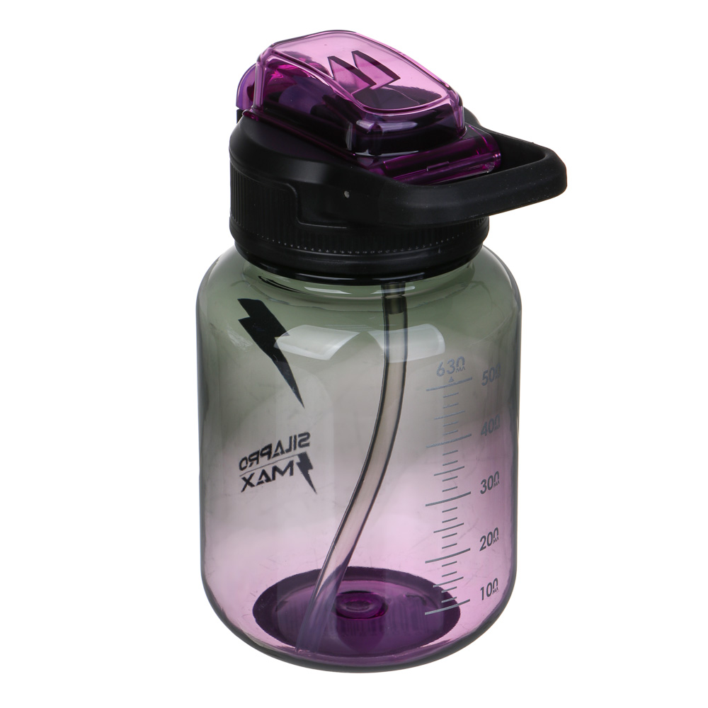 SILAPRO Max Бутылка для воды, 16х9см, 630мл, фиолетовый, PC, PP, ABS, силикон, арт.№ 088-121