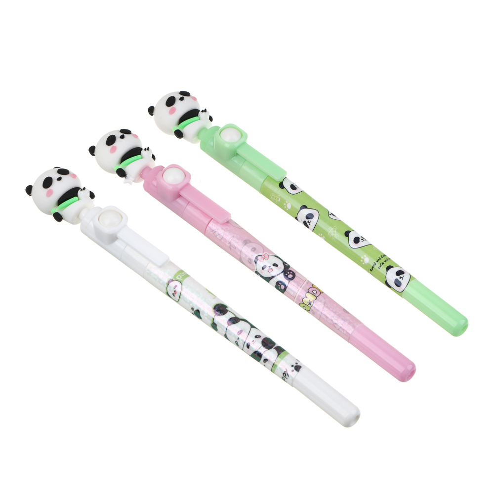 Ручка шариковая синяя, с вращающейся фигуркой "Панда", управление джойстиком, 3 дизайна, арт.№ 591-225