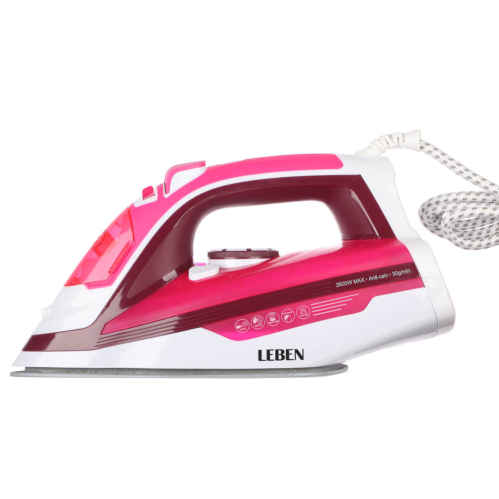 LEBEN Утюг с отпаривателем 2600 Вт, подошва - керамическое покрытие, арт.№ 249-014