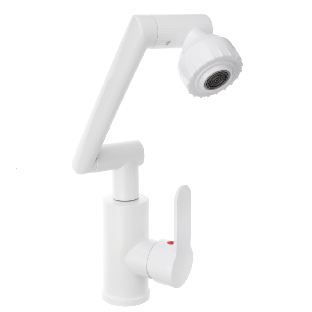 СоюзКран Смеситель для кухни и раковины, излив с вр. 360 гр, аэратор 2 реж, металлопластик, белый, арт.№ 567-151