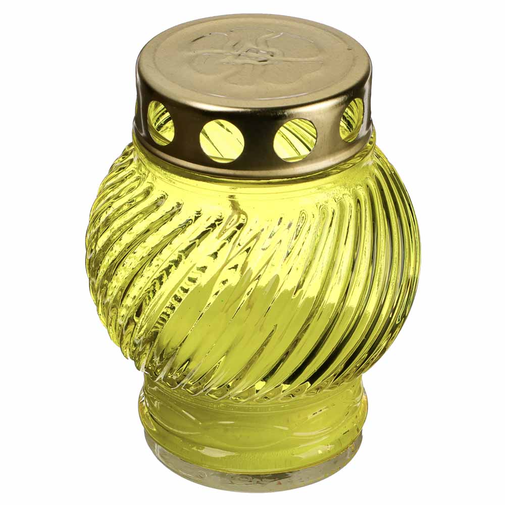 Свеча парафиновая поминальная в стеклянном подсвечнике, 11,5х8,5см, 4 цвета, арт.№ 527-005