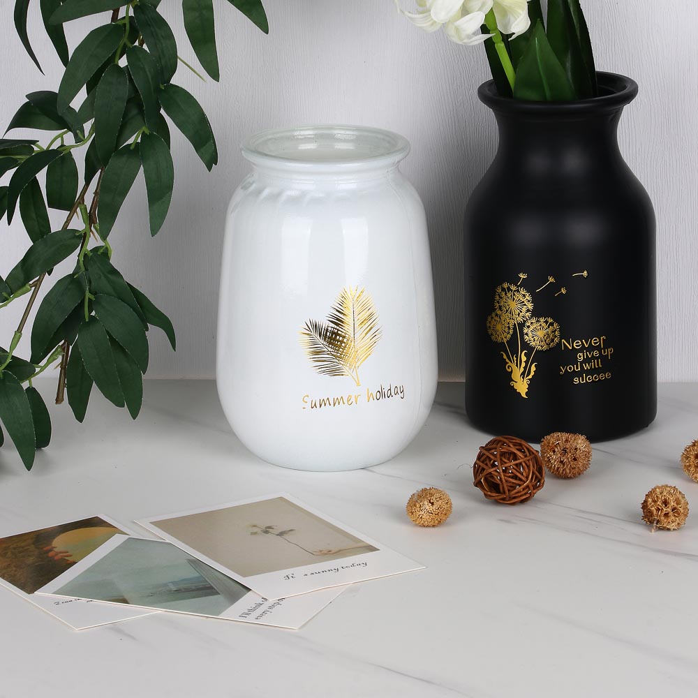 Ваза стеклянная с напылением матовая, 17,8см, 2 цвета, арт.№ 502-815