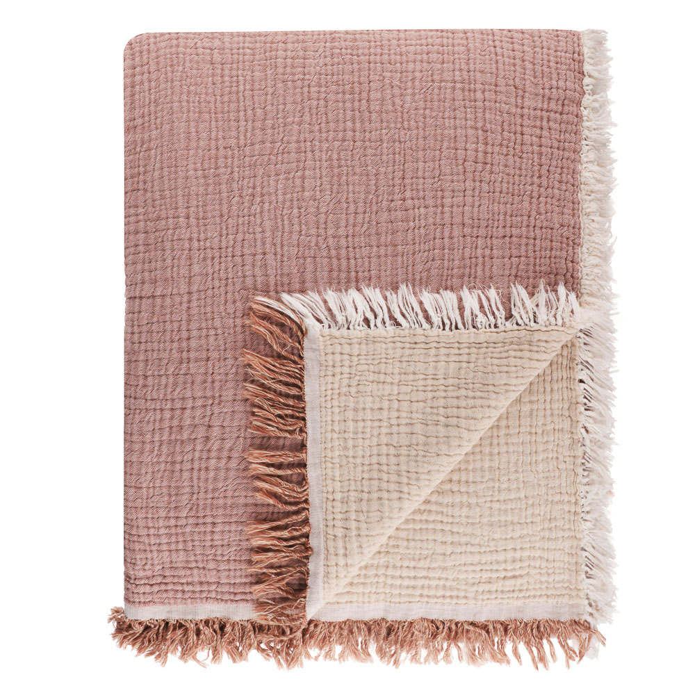 BY COLLECTION Покрывало муслиновое двухстороннее 230х250см, 100% хлопок, терракота, песочный, арт.№ 486-154