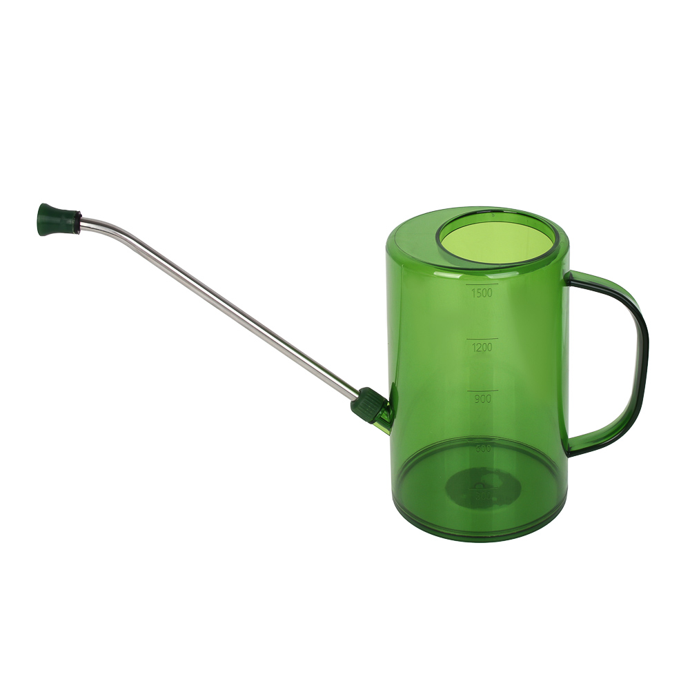 Лейка для комнатный растений тм INBLOOM, 1.5л, 18х11.5 см, РР, PS, металл, зеленый, арт.№ 182-049