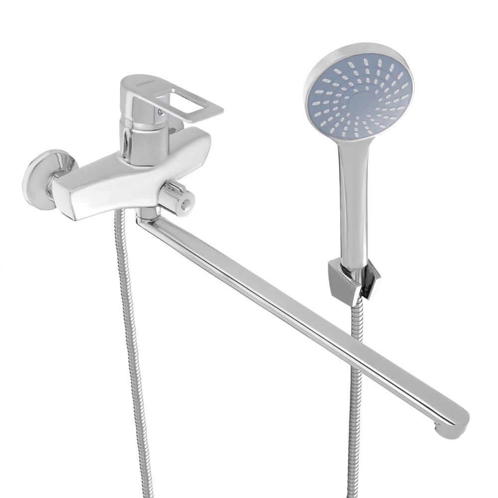 СоюзКран Смеситель для ванны с душем, прямой излив 40см, керам. картридж 40мм, хром, цинк, SK08-P125, арт.№ 567-026