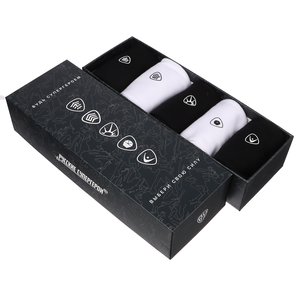 BY Русские Супергерои Набор носков 5 пар, р.27-29, 80% хл, 15% полиэстер, 5% спандекс, цвета в ас-те, арт.№ 019-283