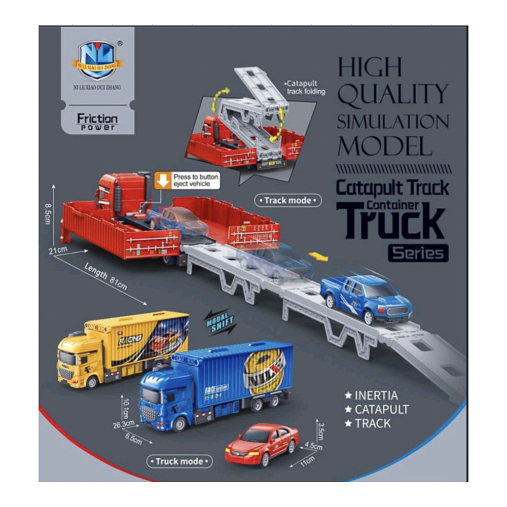 Контейнеровоз с треком и запуском, 1 машинка, инерция, пластик, тм ИГРОЛЕНД, арт.№ 292-526