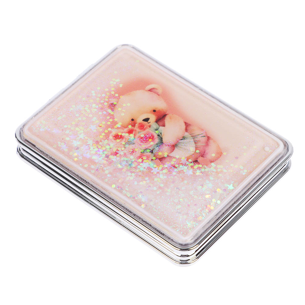 ЮНИLOOK Зеркало карманное, пластик, стекло, 8х5,8см, 6-12 дизайнов, арт.№ 301-240