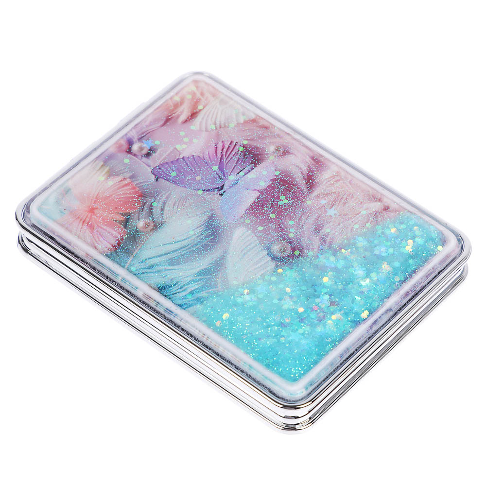 ЮНИLOOK Зеркало карманное, пластик, стекло, 8х5,8см, 6-12 дизайнов, арт.№ 301-240