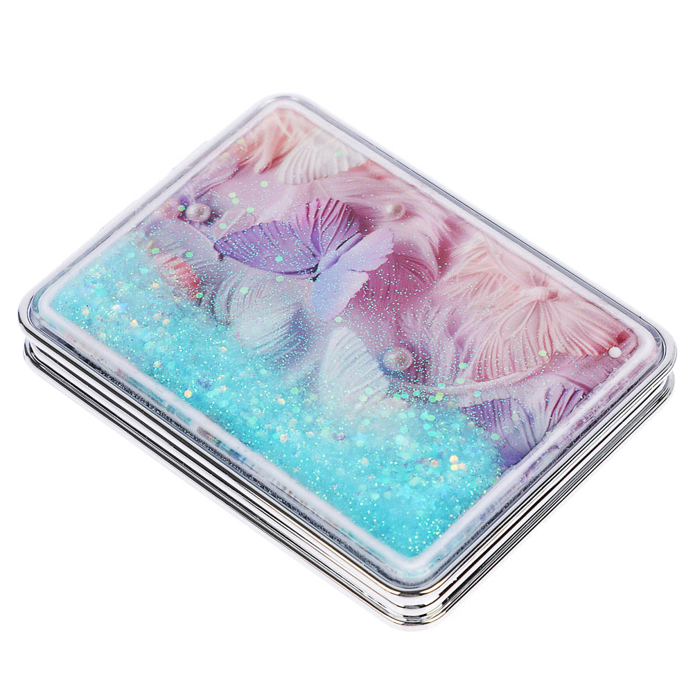 ЮНИLOOK Зеркало карманное, пластик, стекло, 8х5,8см, 6-12 дизайнов, арт.№ 301-240