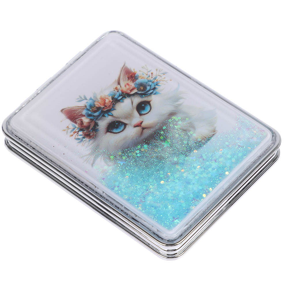 ЮНИLOOK Зеркало карманное, пластик, стекло, 8х5,8см, 6-12 дизайнов, арт.№ 301-240