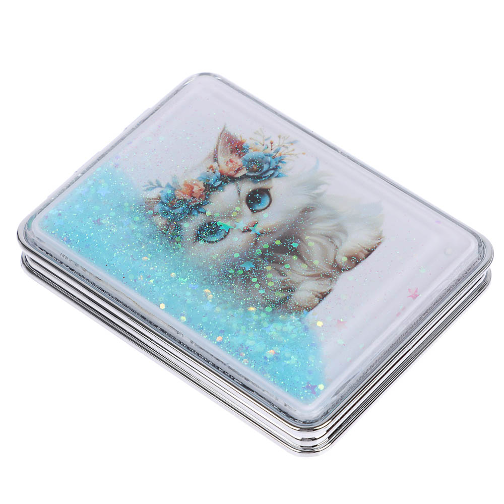 ЮНИLOOK Зеркало карманное, пластик, стекло, 8х5,8см, 6-12 дизайнов, арт.№ 301-240