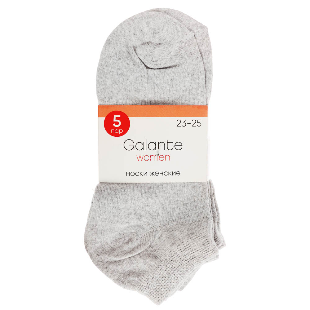 Набор носков 5 пар, укороченные, GALANTE, р. 23-25, 80% хлопок, 17% п/а, 3% эластан, цвета в ас-те, арт.№ 019-534