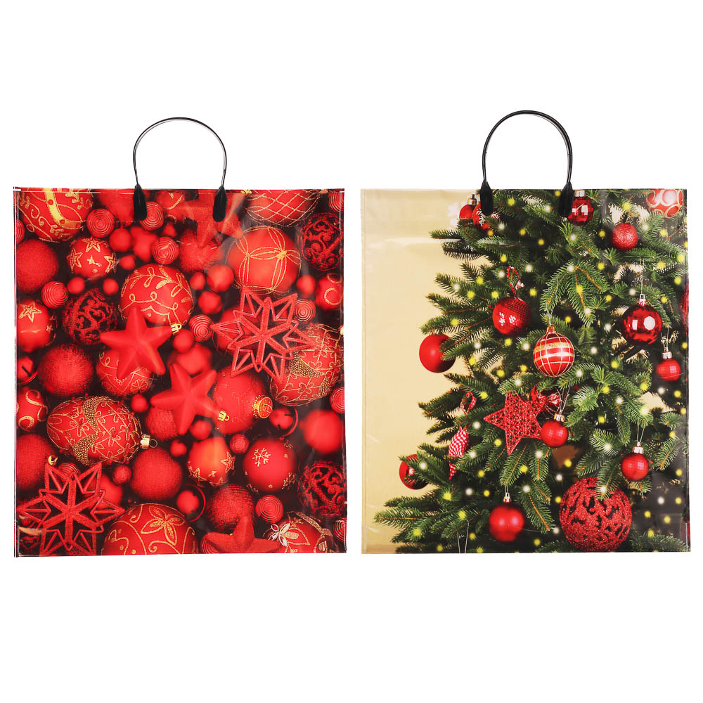 Пакет с пластиковой ручкой  40*44+3 «Новый год» 2 дизайна в асс., арт.№ 568-266