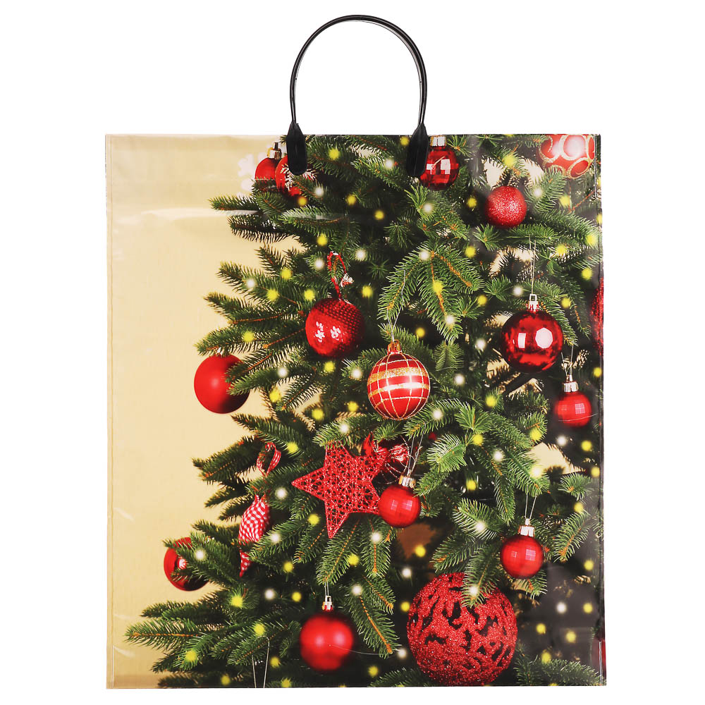 Пакет с пластиковой ручкой  40*44+3 «Новый год» 2 дизайна в асс., арт.№ 568-266