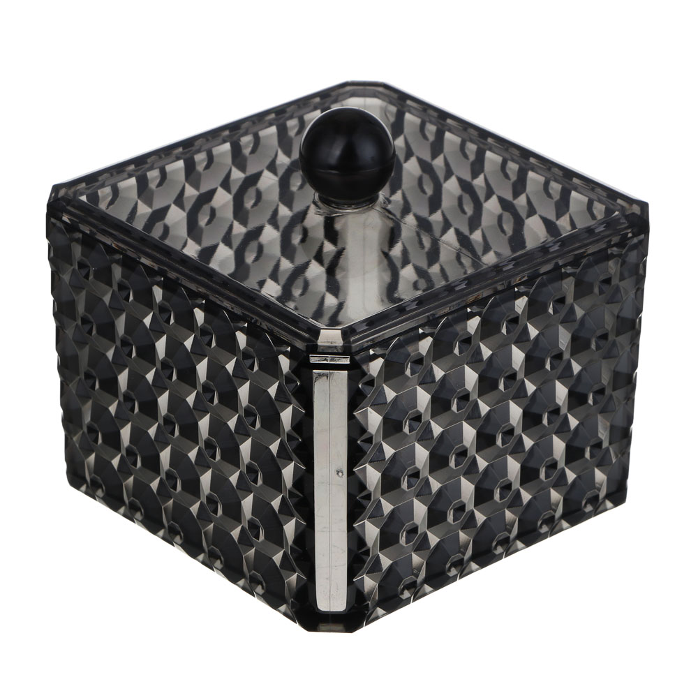 ЮНИLOOK Органайзер косметический прозрачный с крышкой, 9,5х9,5х6,5см, PS, черный, ВЗ24-30, арт.№ 357-315