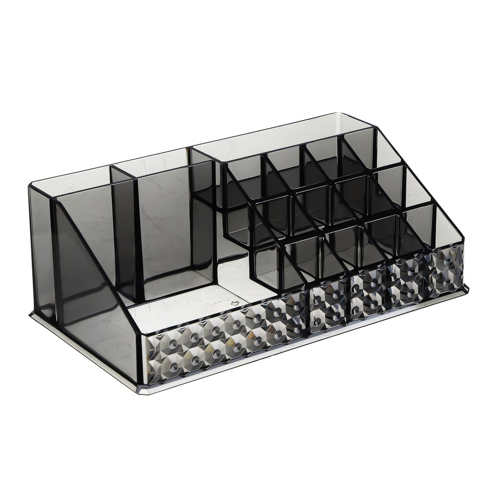 ЮНИLOOK Органайзер для декоративной косметики прозрачный, 22,4х12,6х8см, PS, черный, ВЗ24-32, арт.№ 357-317