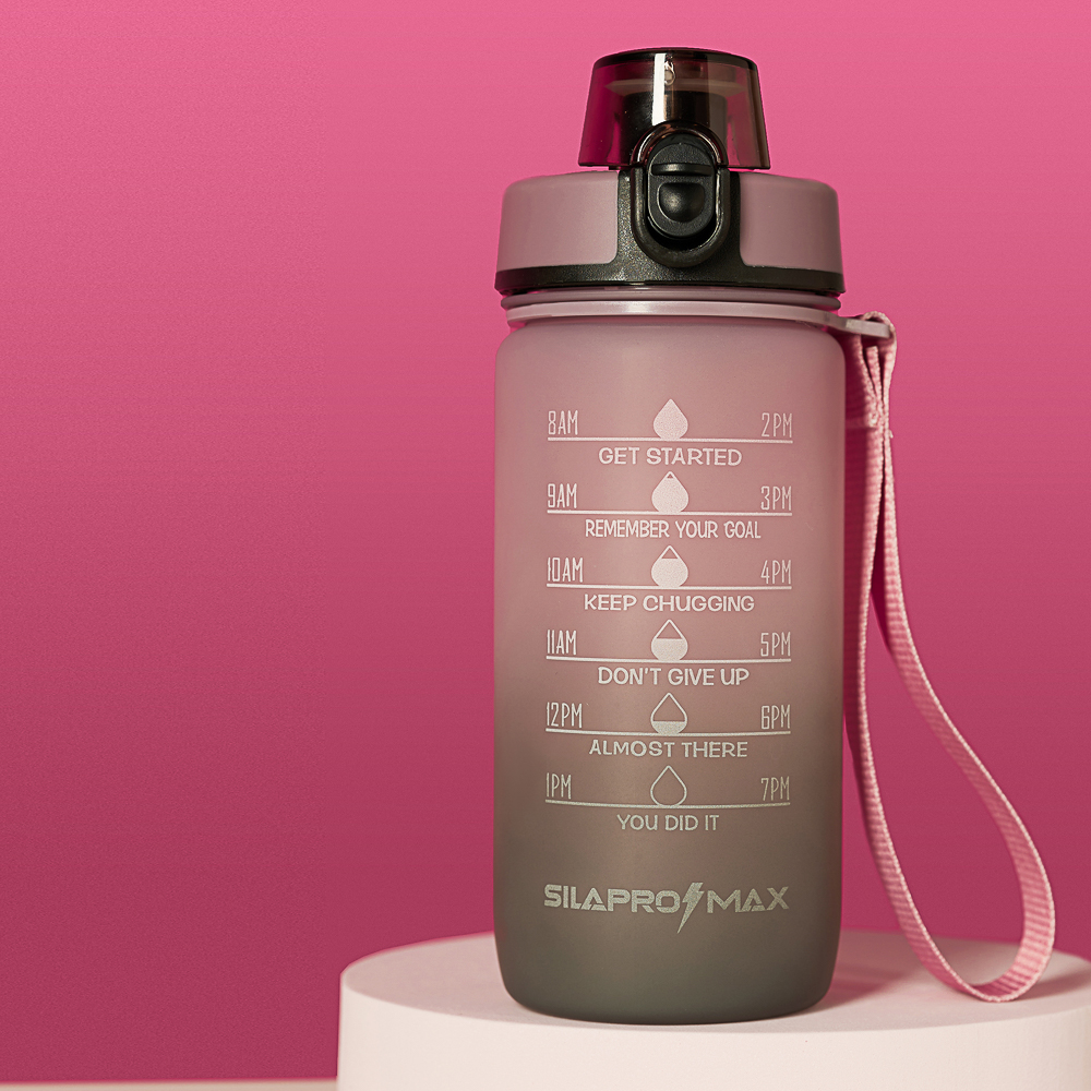 SILAPRO MAX Бутылка спортивная с замком, ULTIMATE GREY -ELDERBERRY, 550мл, РС, арт.№ 088-074