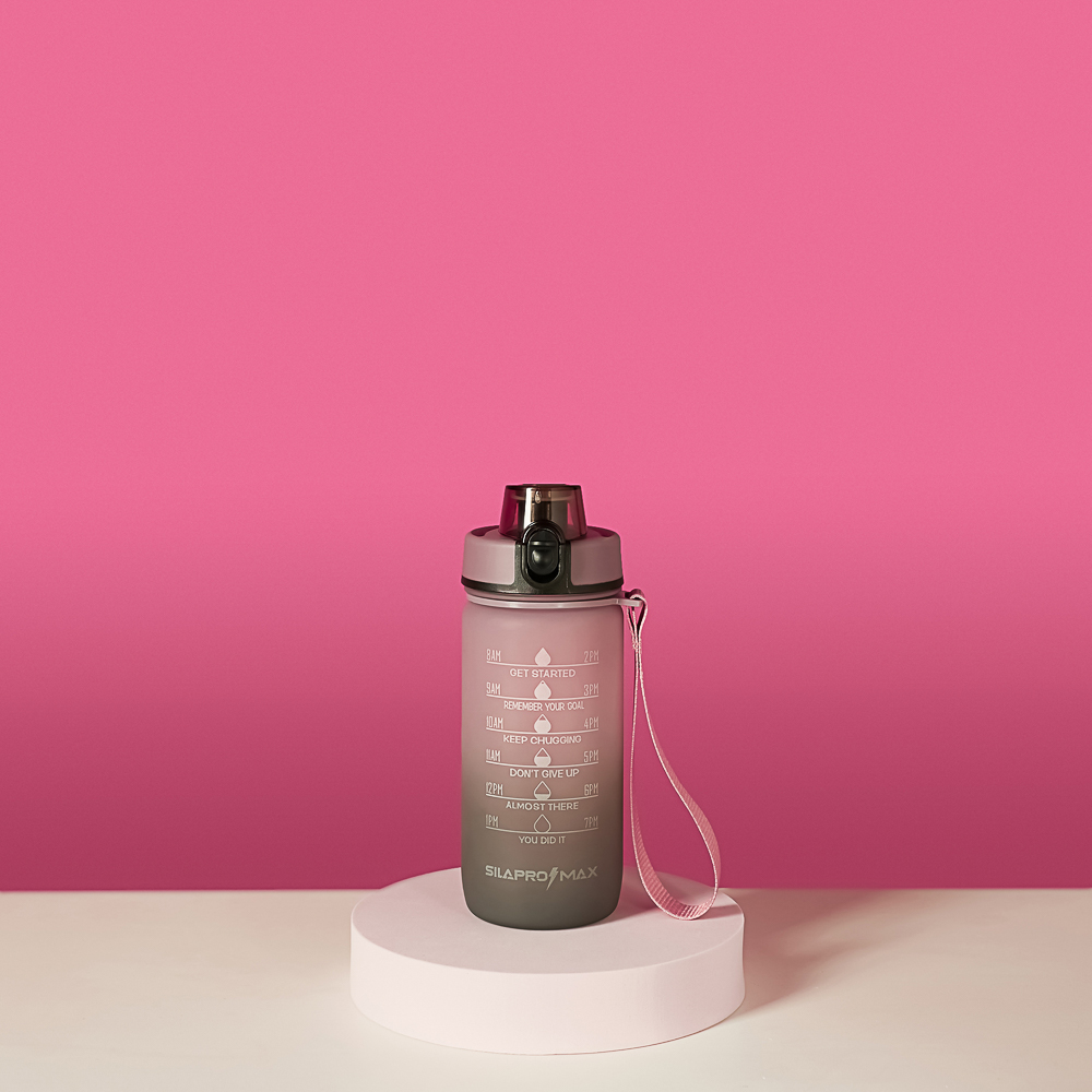 SILAPRO MAX Бутылка спортивная с замком, ULTIMATE GREY -ELDERBERRY, 550мл, РС, арт.№ 088-074